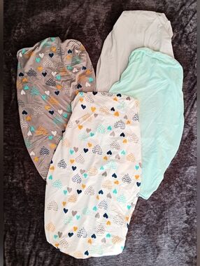 Fitted Bassinet Sheets Heart Pattern Multicolor 4-Pack *never used*